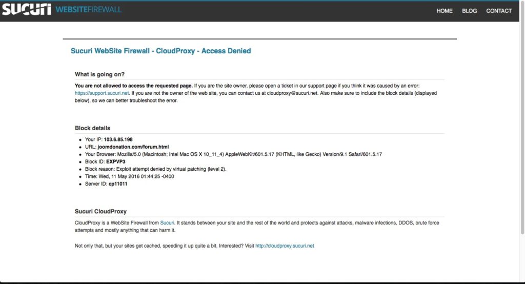 Access denied sucuri website firewall что делать